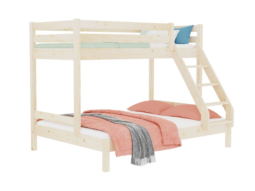 Wooden bunk bed ARARAT for 3 persons 90x200 cm, 140x200 cm