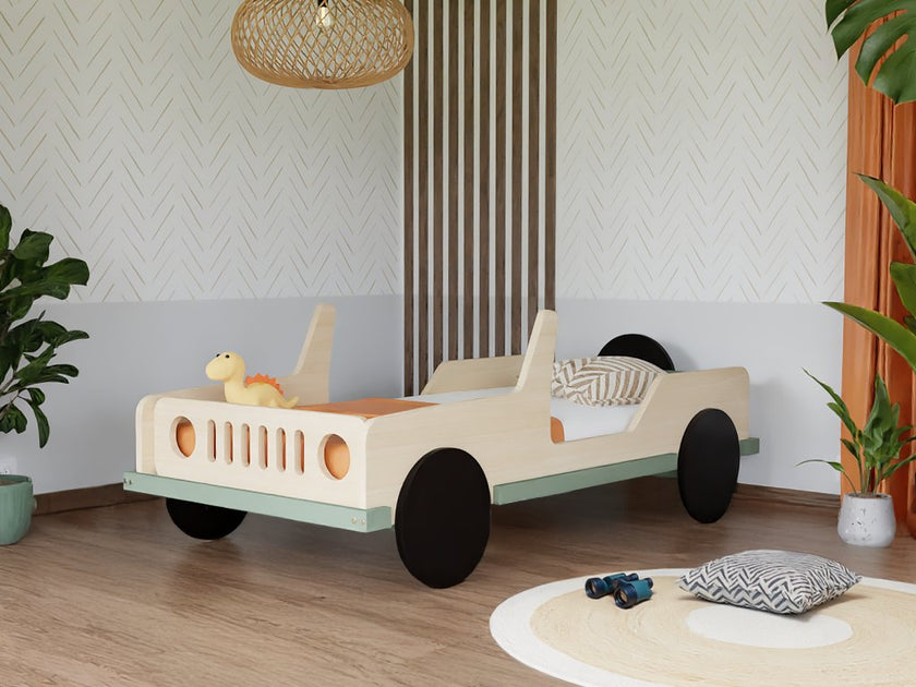 Children's car bed in the shape of a jeep SAFARI 80x160 cm