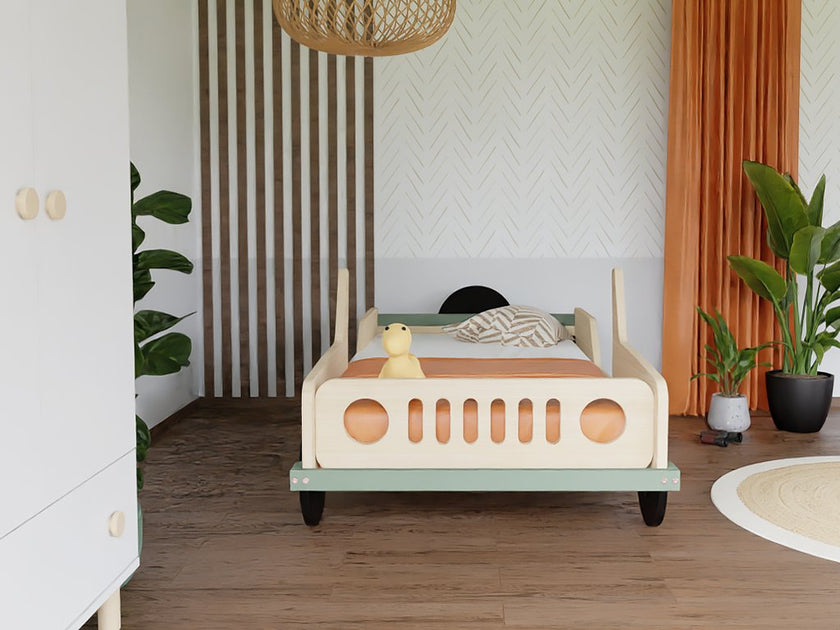 Children's car bed in the shape of a jeep SAFARI 80x160 cm