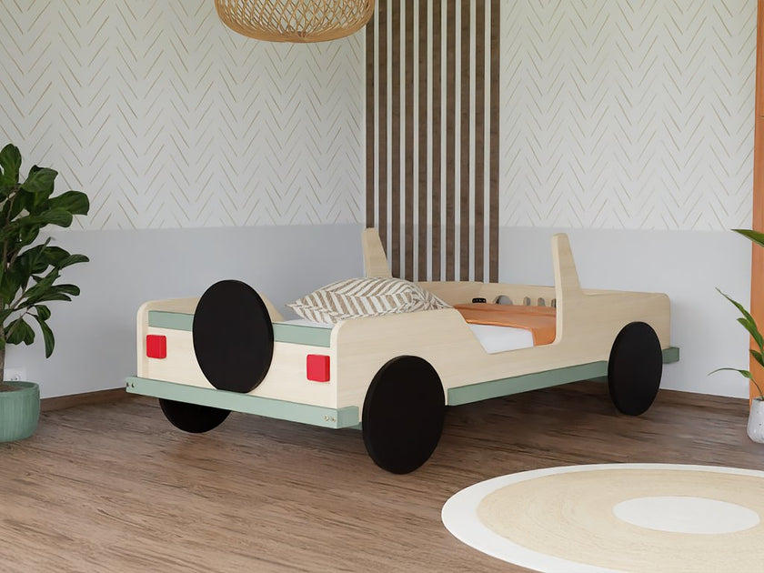 Children's car bed in the shape of a jeep SAFARI 80x160 cm