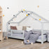 Children's house bed LUCKY with one barrier