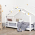 Children's house bed LUCKY with one barrier